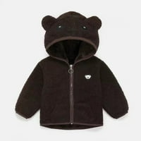 Малко дете деца бебе момичета момчета яке мечка уши с качулка с качулки с цип топло зимно палто размери 90