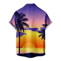 Хавайски ризи за мъжки тропически палми от печат тениски ежедневен бутон надолу с късо ръкав риза Aloha Holiday Beach Wear