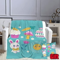 Великденски заек хвърля одеяло с калъфка топло уютно плюшено одеяло за момчета и момичета