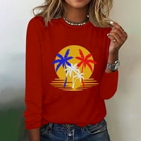 Usmixi клирънс продажба суичър за жени леко удобно падане излиза на свободни модни дами пуловер върхове зима модерна настройка Sun Print Crewneck дълъг ръкав блузи
