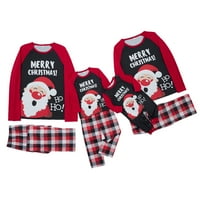 Синцинг Коледа семейство съвпадение Пижами комплект възрастни деца Санта печат върхове и ежедневни карирани панталони спално облекло