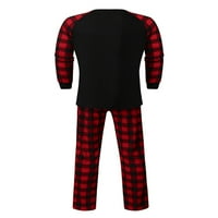Семейна пижама Бъфало Карира, съвпадаща пижама, комплект коледни елени Червено черно съвпадащи пижами