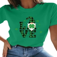 Rejlun жени летни върхове детелина тениска от тениска от тениска на шията мода модна пуловер ежедневна работна туника блуза Zy Green 3xl
