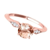 Mauli Jewels пръстени за жени 0. Каратски диамант и морагнит пръстен 4-Prong 14k Rose Gold