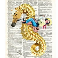 Art n Wordz Seahorse Rodeo Cowgirl Dictionary Page Pop Art Wall Desk Art Print Poster