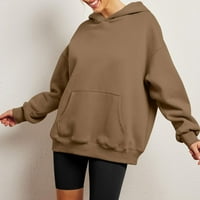 Женски огромни ризи с пуловер с дълги ръкави с джоб за есен с джоб за есен