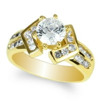 Jamesjenny Ladies Yellow Gold Plated 1.1ct Round CZ Solid Solitaire Ring Size 4-10