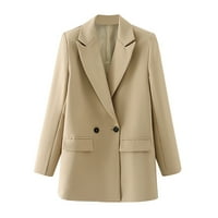 Ketyyh-Chn Blazer якета за жени с дълъг ръкав отворен предно палто за жени Khaki, L