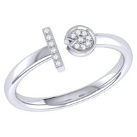 Luvmyjewelry Pac -Man Lane Design Natural Diamond Open Ring for Women - Предлага се в сребърни пръстени за стерлинги за случаи и сватба