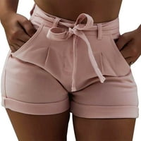 Maytalsoy Жени дънкови шорти кльощави къси къси дънки дънки с висока талия горещи панталони измити еластични розови XL