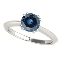 Aonejewelry Blue Natural Round Diamond 1. Карат паситен пръстен в 10K бяло, роза и жълто злато