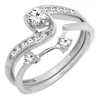 Колекция Дазлингрок 0. Карат 10к диамантен Дамски пръстен, комплект годежен пръстен КТ, Бяло Злато, размер 8