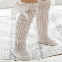 Чорапи дълги детски чорапи мрежеста ивица чорапи бебешки чорапи бели чорапи