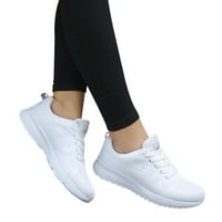 мрежести маратонки за жени кръстосани обувки бягане ежедневни кръгли Обувки Жени окото презрамки Мода плоски дамски ежедневни обувки бели