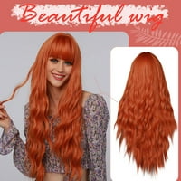 Висока температура копринена перука оранжева перука розова мрежа къдрава коса перуки човешка коса