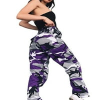 Century Summer Camo Cargo панталони Панталони за жени случайни военни армия бой камуфлажни дънки панталони с джобове лилаво s