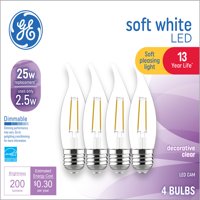 Меки бели LED декоративни крушки, Watt EQV, 13yr, средна основа, 4pk