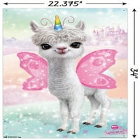 Клуб на животни - Плакат за стена на Lama Unicorn с бутални щифтове, 22.375 34