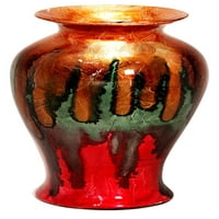 21 Фолирана и лакирана керамична ваза - керамика, лакирана в злато, зелено, синьо и червено
