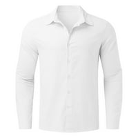 Dtydtpe ризи с дълъг ръкав за мъже, мъжки лятно памучно бельо солидно ежедневно плюс размер разхлабена риза спускаща яка риза мъжки върхове с дълъг ръкав