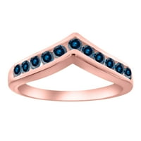 Mauli Jewels годежни пръстени за жени 0. Карат син диамантен канал комплект сватбена лента канал 10k розово злато