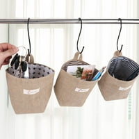 Бр ретро висящи съхранение чанта, памук бельо висящи съхранение чанта сгъваеми малки кошници с дръжка за играчки ключове за грим