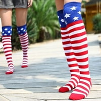 Розарива двойка американски флаг отпечатани Чорапи Хип-хоп стил Над коляното чорапи дишащи Дълги чорапи за жени момичета свободен размер