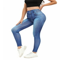 Glonme Ladies Fake Jeans Безпроблемни гамаши за контрол на корема FAU FAU PANT тренировка удобни джинги