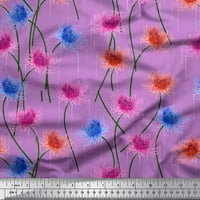 Soimoi Purple Rayon Crepe Fabric Artistic Floral Print Fabric край двора