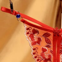 Женски секси флорални дантелени бельо бикини регулируеми изрязани ниска талия g-string ремъци червено