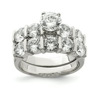 Versil Sterling Silver 2-части кубичен циркония сватбен пръстен от 8