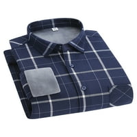 Grianlook мъже фланелни ризи дълги ръкави върхове бутон надолу термична блуза ревера мъжки мъжки единични гърди с джоб тънък фит кариран стил-e 44