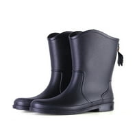 Daeful женски висок дъжд обувка широка водоустойчива градинска обувка на прасеца средна тръба черно 7,5