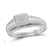 Jewels 10kt бяло злато дамски кръг диамантен булчински сватбен годежен пръстен лента комплект cttw