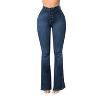 Cethrio Womens Jeans Classic- Небрежни модни военноморски жени дълги панталони размер 4XL