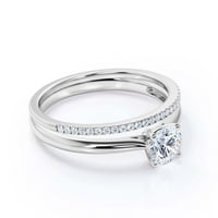 Ефектно И Декоративно 1. Каратов кръгъл диамант моасанит пасианс годежен пръстен, Сватбен пръстен, булчински комплект в 10к чисто бяло злато, подарък за нея, обещаващ пръстен, юбилеен пръстен